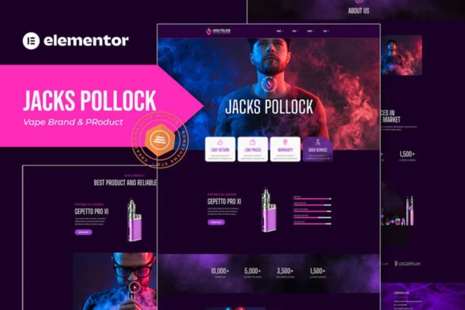 YE031-Elementor外贸网站模板,VAPE产品展示wordress外贸独立站模板,通用型产品/业务展示外贸成品网站模板